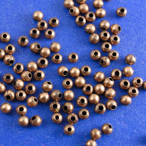 100 pcs -4mm Antique Copper Spacer Beads, Round Spacer Beads, 4mm (1/8") Dia, Hole: 1.3mm- AC-B12574