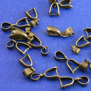 10 pcs 17mm Antique Bronze Pinch Bails, Antique Brass Pinch Bail, 16mm x 7mm 5/8 x 1/4 AB-B11563 zdjęcie 3