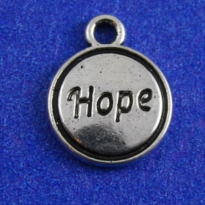 20 unids -Mensaje de plata antigua "Esperanza" Encantos redondo, 14 mm (1/2") x 11 mm (3/8")- AS-B0082839-8S