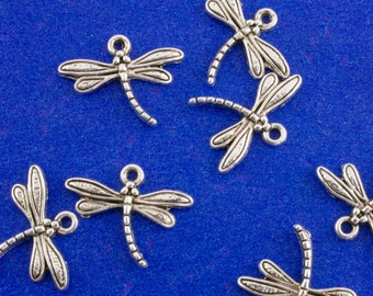 20 pcs -Antiqued Silver Dragonfly Pendants 15mm x 17mm, Dragon Fly Charm, Small Dragonfly Charm, Insect, Bug 15x17mm- AS-B00047
