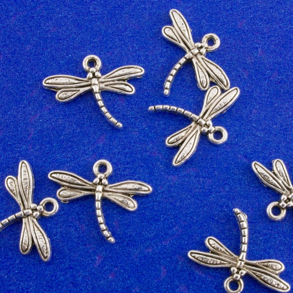 20 pcs -Antiqued Silver Dragonfly Pendants 15mm x 17mm, Dragon Fly Charm, Small Dragonfly Charm, Insect, Bug 15x17mm- AS-B00047