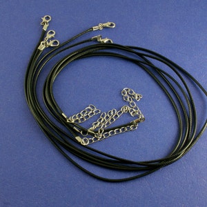 BULK 50 pcs -Black Wax Cord Necklace Blank, 44.8cm(17 5/8&quot;) long, Black Faux Leather Premade Necklace- BC-B57851