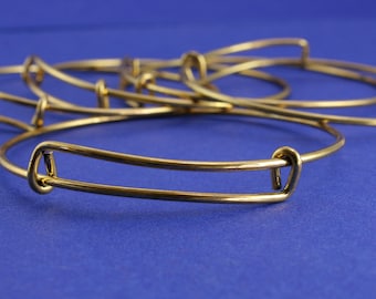 1 or 5 pcs. Adjustable Antiqued Gold Wire Bracelet, Expandable Wire Bracelet, Gold Bracelet - AS-B60386-8S