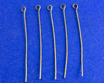 50 pcs -Antique Bronze, Antique Brass Eye Pins, 5cm (2") long, 0.7mm (21 guage)- AB-B10582