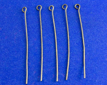 50 stuks -Antiek Brons, Antiek Messing Eye Pins, 5cm (2") lang, 0.7mm (21 guage)- AB-B10582