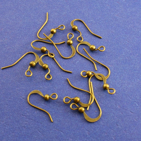 20, 40, 60 pair Antiqued Brass French Ear Wire 16mm x 12mm, Hammered Fish Hook Earring, Oxidized Bronze Earrings- AB-B22416