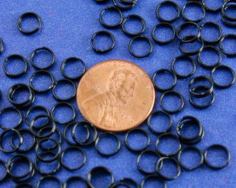 50 pcs -6mm Black Split Jump Rings Findings (1/4") Round, Split Rings- BLKE-B0092482