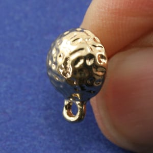 5 pair/ 10 pcs -Gold Hammered and Domed Ear Post Stud Earrings Findings Round Gold Tone with Loop 13mm (1/2&quot;) x 10mm (3/8&quot;)- GP-B0098970
