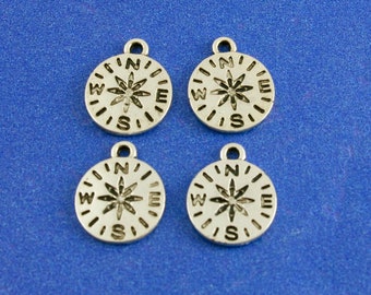 15 pcs -Antique Silver Compass Charm, Compass Travel pendant, 16mm (5/8") x 13mm (1/2")- AS-B70324