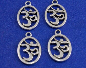 9 pcs - OM Symbol, Yoga Charm, Yogi, OHM, Meditation Buddhist Symbol, Yoga Pendant, Meditation, 22x14mm- AS-B38063-8S