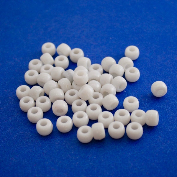 100 pcs -White Pony Beads, Plastic Spacer Beads Drum White About 9mm x 6mm (3/8"x 1/4"), Hole: Approx 4mm- PLB-B20282