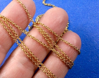 1M Gold Cable Chain,  Gold Plated Chain, Stainless Steel Chain, 2x1.6mm (1/8" x 1/8"), 1 M (3.28 ft)-  GP-B0087367