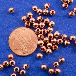 100 pcs -Round Rose Gold Spacer Beads, 4mm Dia, 4mm Spacer Beads, Round Spacer Beads, Hole:Approx 1mm- RG-B27520S