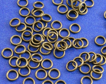 100 pcs -6mm Antique Bronze Closed Jump Rings, Antique Brass Soldered Jumprings, Round Jump Rings, 6mm Dia- AB-B22037