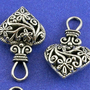 5 pcs Filigree Heart Charm, Puffed Heart Pendant, Antiqued Sliver Heart AS-B23064H-8S image 1