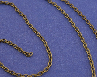 10M (32 ft) -Antiqued Brass Round Cable Chain 3x2.5mm links, 10M Antiqued Bronze Chain 3mm x 2.5mm open links-AB-B37577