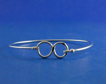 1 pcs -Silver Infinity Symbol Bracelets, Silver Plated Bangles, Can Open 20.5cm (8-1/8") long SP-B0105826