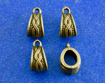 20 pcs -Antiqued Brass  Celtic Style Bail, Antique Bronze Bail, 14x8mm, 2 Loop Connector, Necklace Connector, Necklace Bail- AB-B28998