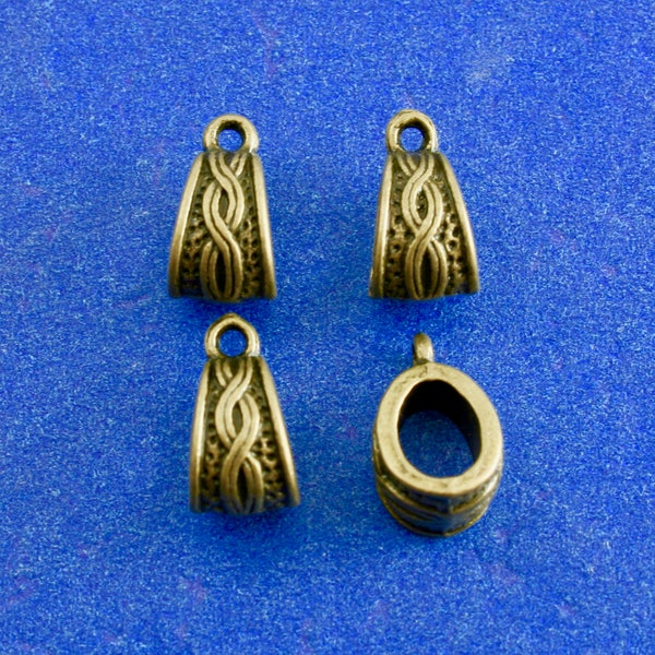 20 pcs -Antiqued Brass  Celtic Style Bail, Antique Bronze Bail, 14x8mm, 2 Loop Connector, Necklace Connector, Necklace Bail- AB-B28998