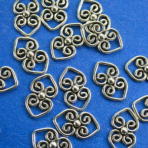 25 pcs -Antique Silver 2 Way Connector, 2 Hole Link, Heart Scroll Connectors, 21mm x 12mm- AS-B0256881