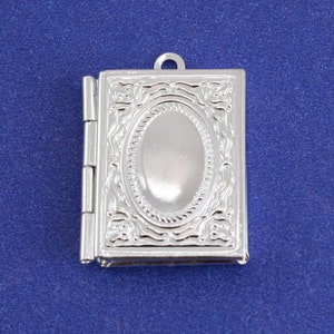 1 pcs - Small Silver Book Locket, 26mm x 19mm( 1&quot; x 3/4&quot;) Silver Plate Locket, Small Locket- SP-B14146