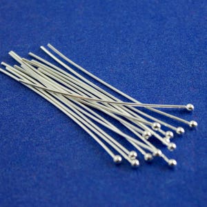 50 pcs -Silver Plate Ball Headpins 45mm (1-3/4&quot;) long, 0.7mm (21 gauge)- SP-B06047