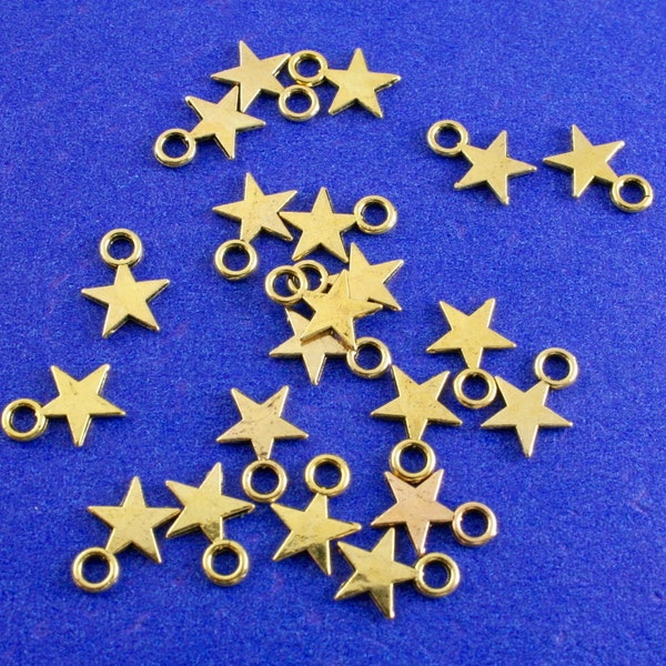 20 pcs -Gold Star, 8mm Tiny Star Charm, 5 Pointed Star Pendant- GP-B00996