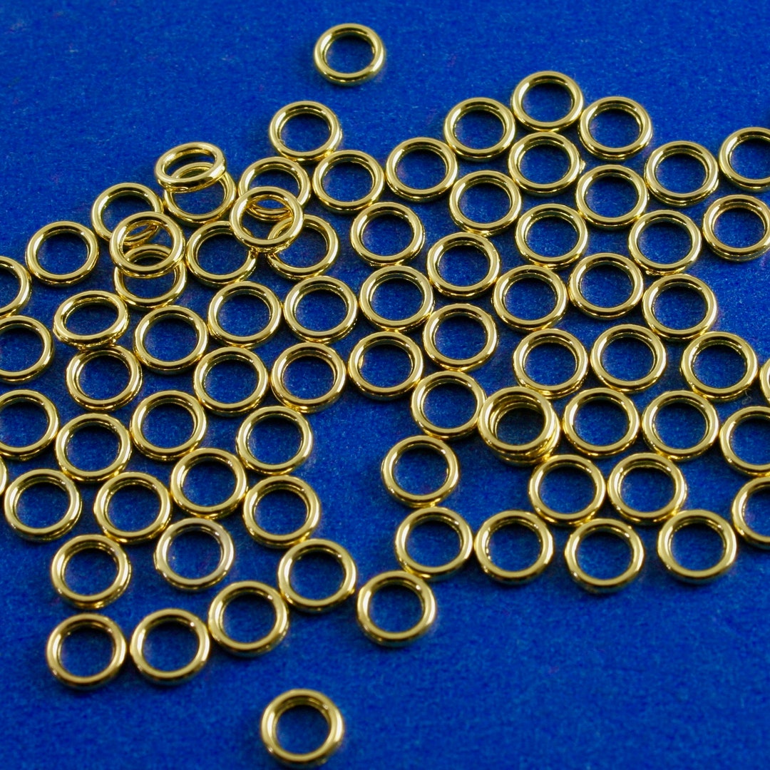 500 Pcs BULK Gold Jump Rings SOLDERED 6mm, Gold Plated Closed Jump