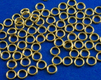 500 pcs -BULK Gold Jump Rings SOLDERED 6mm, Gold Plated Closed Jump Rings, 6mm (1/4")- GP-B56251