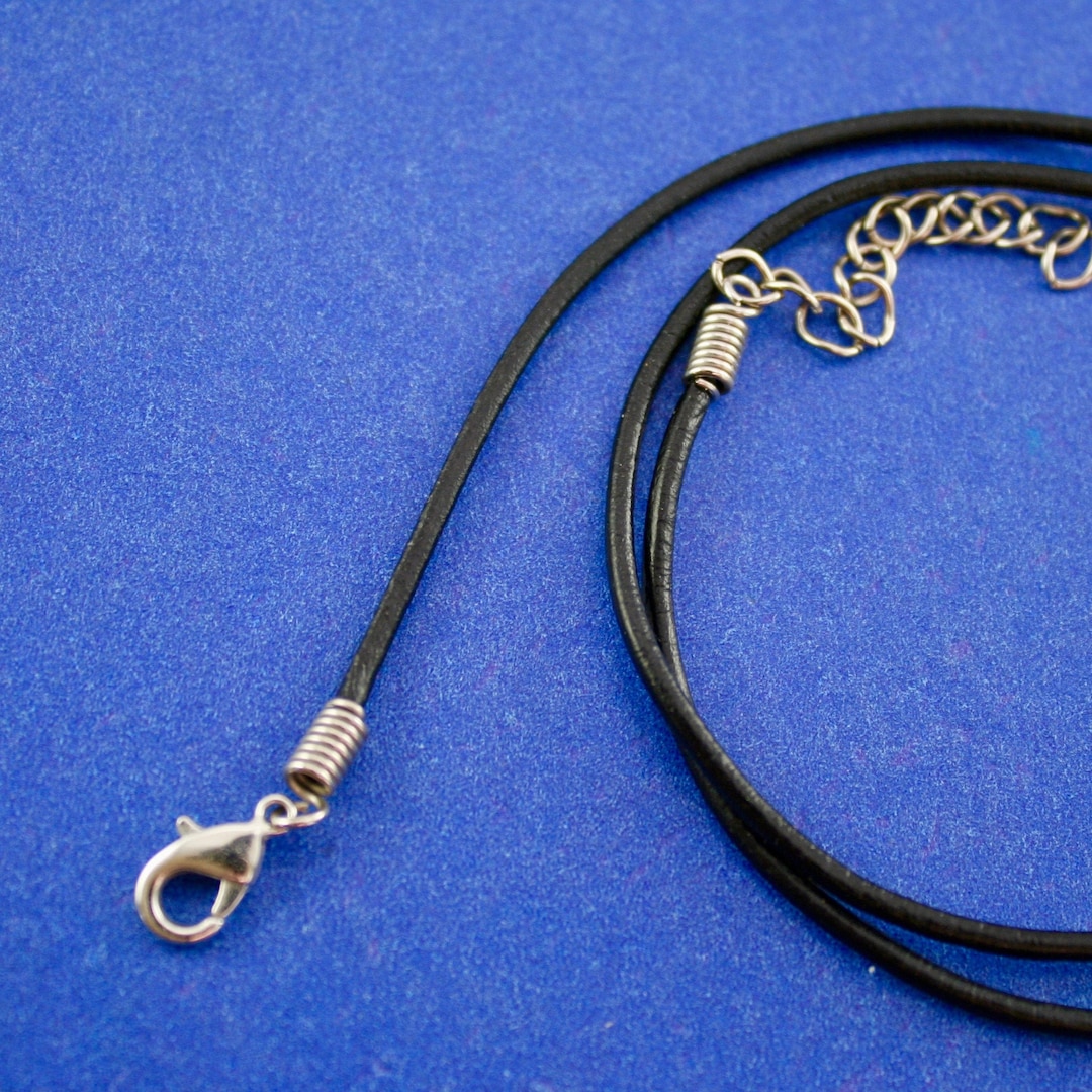 1 or 5 Pcs black Leather Cord Necklace, Black Cord Necklace Blank, Add Your Own Charm, 46cm 181