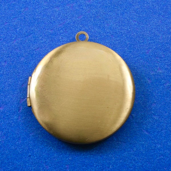 2 pcs -32mm Antique Bronze Locket, 2 Photo Antique Brass Locket Pendants, Flat Round Bronze Locket, Plain Locket, 32.5x6mm- AB-KK-N0116-078