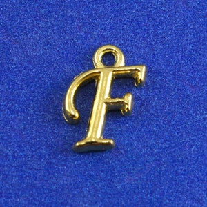 1 or 4pcs- F Script Initial, Gold Alphabet, Letter F, Monogram F, Initial Charm