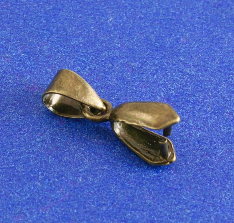 10 pcs 17mm Antique Bronze Pinch Bails, Antique Brass Pinch Bail, 16mm x 7mm 5/8 x 1/4 AB-B11563 image 2