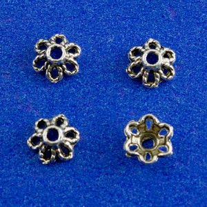 50 pcs -Antiqued Silver Petal Bead Cap , Flower Antique Silver (Fits 8mm-12mm Beads) 6mm x 2.8mm, AS-B07945