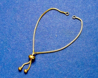 1 or 2 pieces -Gold Plated Slider/Slide Extender Chain For Necklaces or Bracelets, Gold Plated Box Chain, 11cm (4-3/8") long- GP-B0101216