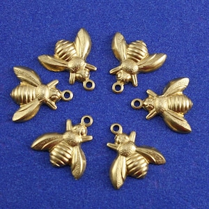 5 pcs- Small Bee Charm, 12mm by 10.5mm, USA Made Brass, Gold Bee Charm, Raw Brass Bee Charm- RB-1442-FAN