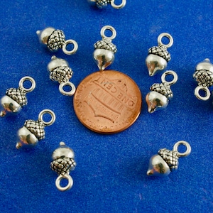 10 pcs -Antique Silver Acorn Charms, Antique Silver 3D Acorn, Tiny Acorn, 14mm (1/2&quot;) x 7mm (1/4&quot;)- AS-B0082216