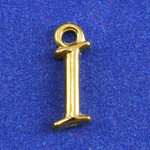 1 or 4 pcs- I Script Initial, Gold Alphabet, Letter I, Monogram I, Small Initial Charm