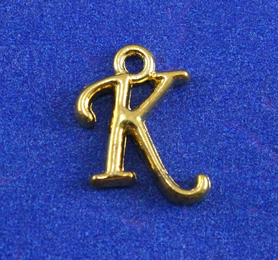 1 or 4 Pcs- Gold Script Initial K, Gold Plate Alphabet, Letter K ...