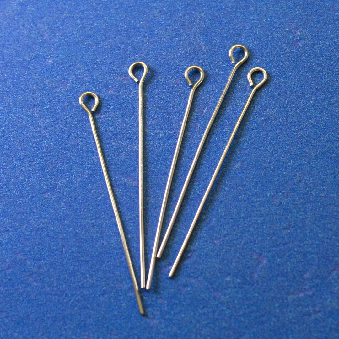 50 Pcs 304 Stainless Steel Eye Pins, Silver Tone Eyepins, 4cm 15/8