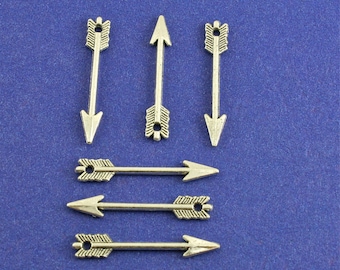 6-10 or 20 pcs -Silver Arrow Charm, 29mm x 5mm, Antiqued Silver Arrow Pendant, Small Arrow Charm