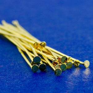 50 Stück -Gold Plate Head Pins 50mm lang, 0.8mm (20 Gauge), GP- B00063