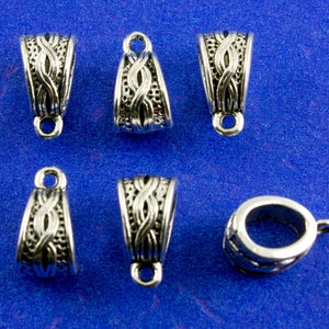 15 pcs-Antiqued Silver Celtic Style Bail 14 mm, Tibetan Silver Bail 14x8mm, 2 Loop Connector, Necklace Connector, Necklace Bail- AS-B03345