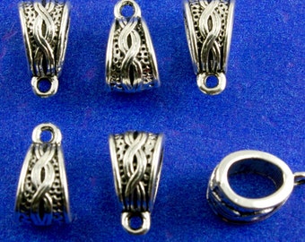 15 pcs-Antiqued Silver Celtic Style Bail 14 mm, Tibetan Silver Bail 14x8mm, 2 Loop Connector, Necklace Connector, Necklace Bail- AS-B03345