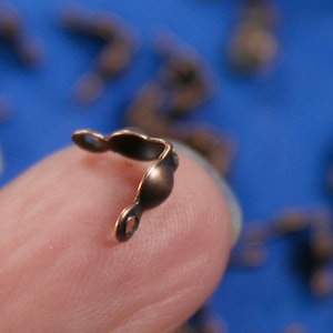50 pieces -Copper Clamshell Beads Tips (Knot Cover), Copper Plated Clamshell With 2 Closed Loops, 8mm x 4mm- CP-B04451