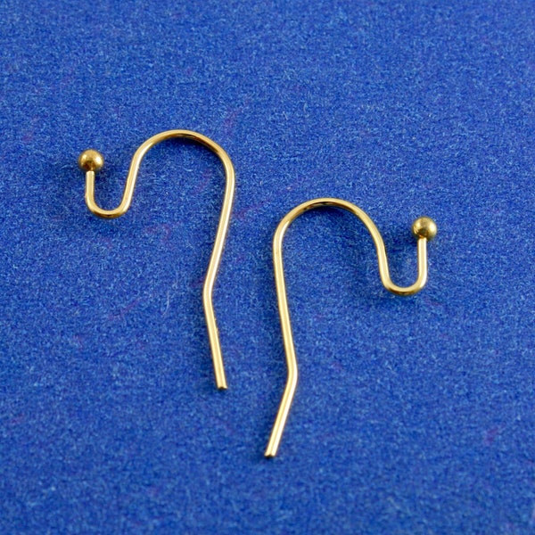 40 pcs (20 pair) Gold Plate Ball End Ear Wire Hooks, Gold French Earring Hooks, 20mm  x 15mm, Wire Size: (21 gauge)- GP-B04148