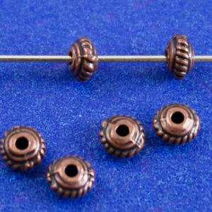 50 Stück -Antike Kupferperlen, Kupferfassperlen, 5 mm (1/4 &quot;) x 3 mm (1/8&quot;), Bohrung: 0,8 mm, AC-B0095669