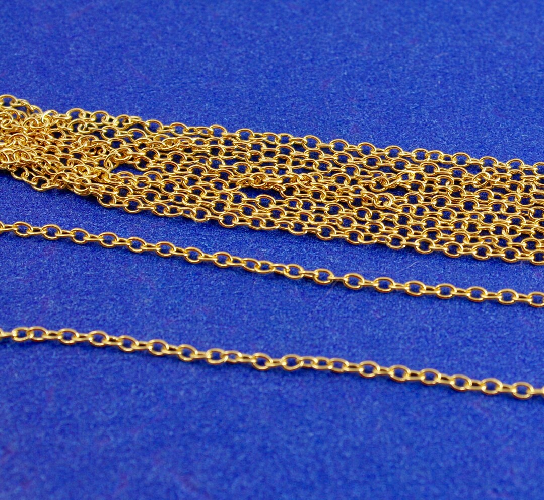 5M 16 Ft 2mm X 1.5mm Gold Cable Chain Tiny Gold Plated Etsy