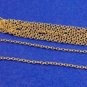 5M (16 ft) -2mm x 1.5mm Gold Cable Chain, Tiny Gold Plated Chain 2x1.5mm ( 1/8" x1.5mm), GP-B79224