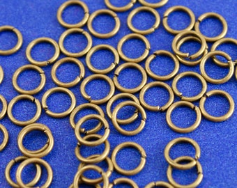 200 pcs -6mm Antique Bronze, Antique Brass Tone Open Jump Rings Findings-  AB-B05158